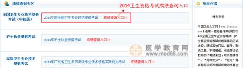 2014衛(wèi)生資格考試成績查詢入口