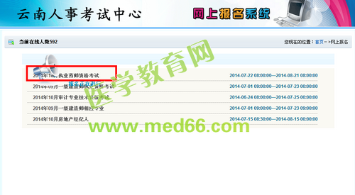 2014年云南省執(zhí)業(yè)藥師資格考試報名入口