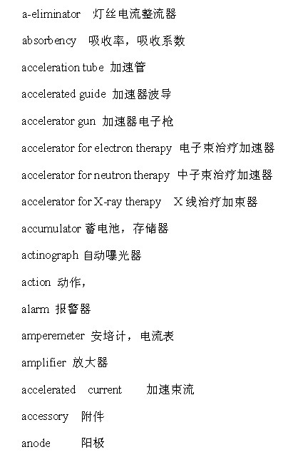 放射線專科醫(yī)師相關(guān)英語詞匯