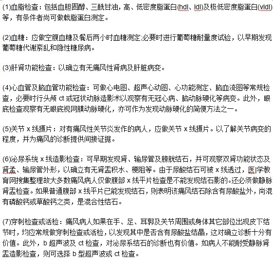 想要確診痛風疾病需要接受那些檢查？