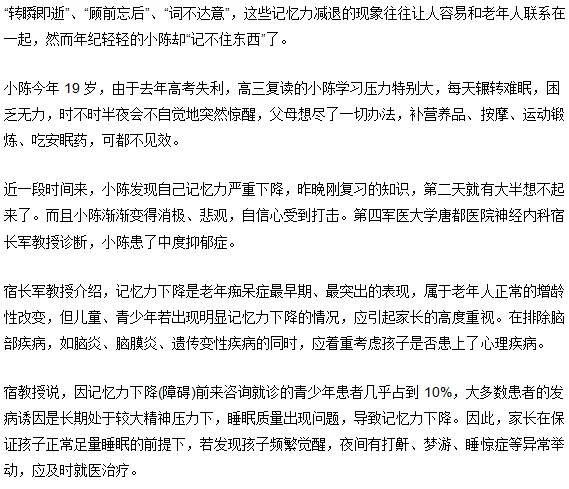 記憶力差是因為患有抑郁癥