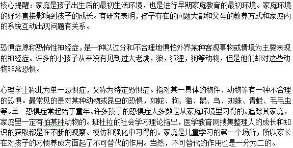 父母的教育與成長環(huán)境是否會導致孩子患有恐懼癥