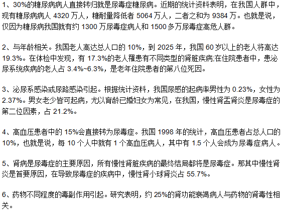 分析尿毒癥發(fā)病率高的緣故