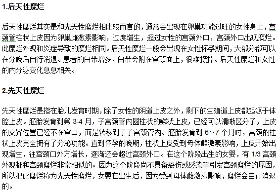 你知道嗎？宮頸糜爛分為先天性和后天性！