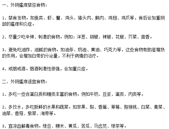 外陰瘙癢患者的飲食宜忌分別是什么？