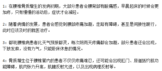 腰椎骨質(zhì)增生腰椎不同時期的癥狀分別表現(xiàn)為什么？