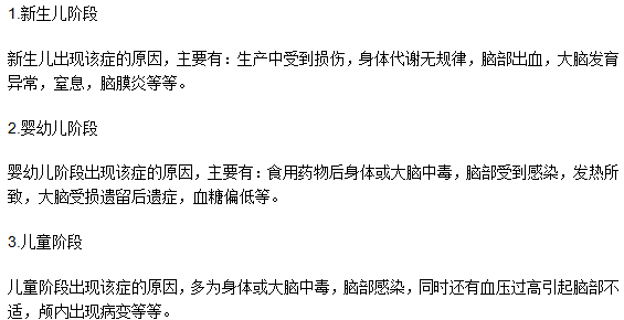 不同階段引起小兒驚厥的原因是什么？