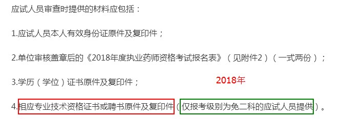 山東省2018年執(zhí)業(yè)藥師考試報名審核材料變化