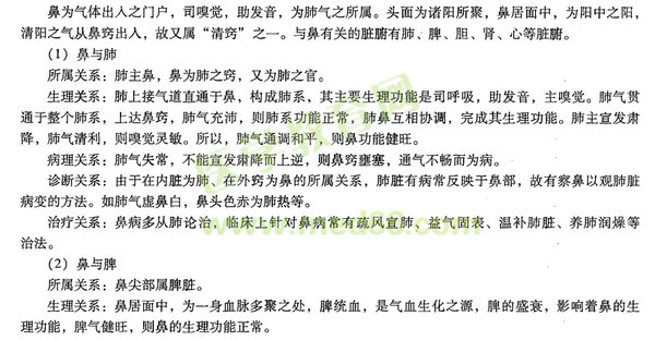 2019年中醫(yī)專長醫(yī)師資格考試資料：鼻與臟腑的關(guān)系