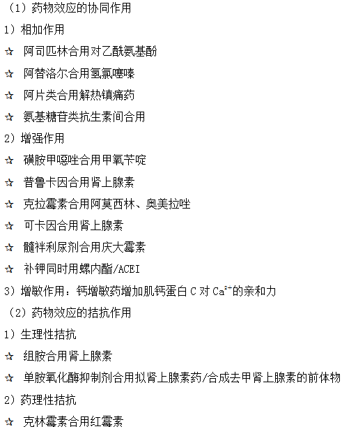 藥效學(xué)方面的藥物相互作用--執(zhí)業(yè)藥師知識點