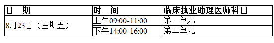 2019臨床助理醫(yī)師考試時(shí)間