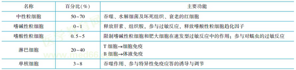 白細(xì)胞分類及其功能