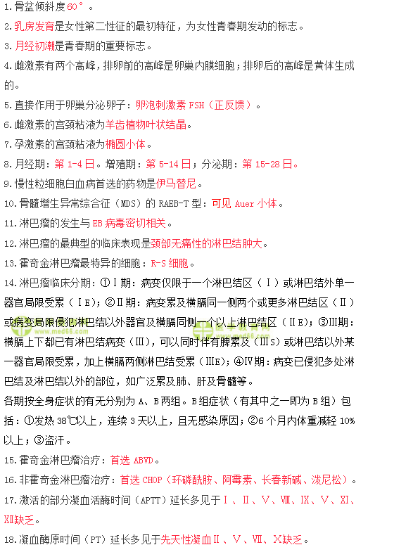 2019年臨床執(zhí)業(yè)醫(yī)師筆試快速**100條考點(diǎn)速記（五）