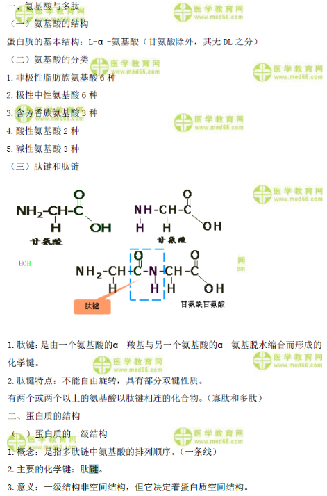 臨床執(zhí)業(yè)醫(yī)師蛋白質(zhì)機(jī)構(gòu)與功能高頻考點(diǎn)串講（生物化學(xué)）