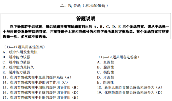 中西醫(yī)結(jié)合執(zhí)業(yè)助理醫(yī)師綜合筆試B1型題（附樣題）