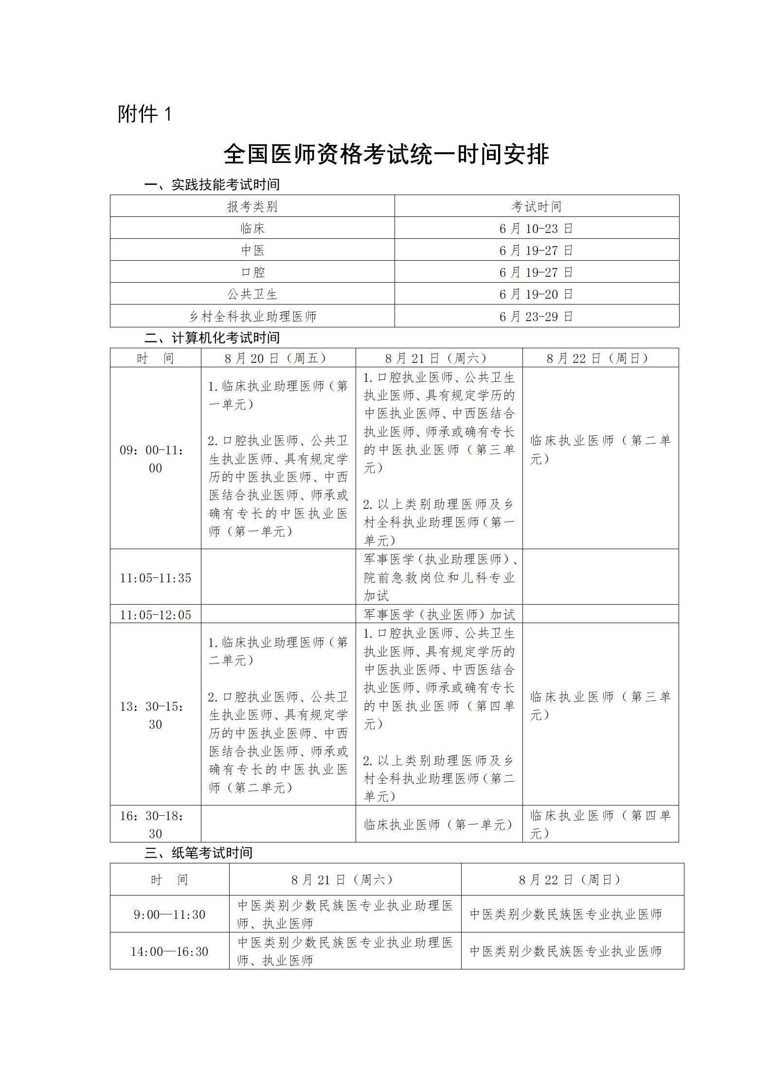 醫(yī)師資格證考試時間2021