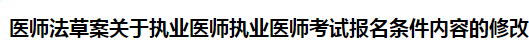 醫(yī)師法草案關(guān)于執(zhí)業(yè)醫(yī)師執(zhí)業(yè)醫(yī)師考試報名條件內(nèi)容的修改！