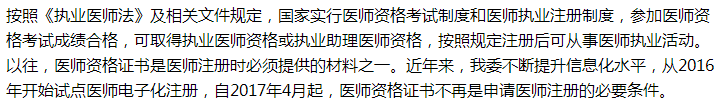 國家衛(wèi)健委關(guān)于加快發(fā)放醫(yī)師專業(yè)資格證的建議答復！