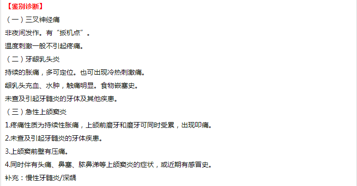 口腔執(zhí)業(yè)醫(yī)師技能考試病例分析——急性牙髓炎（自發(fā)性、夜間疼痛、不能定位）