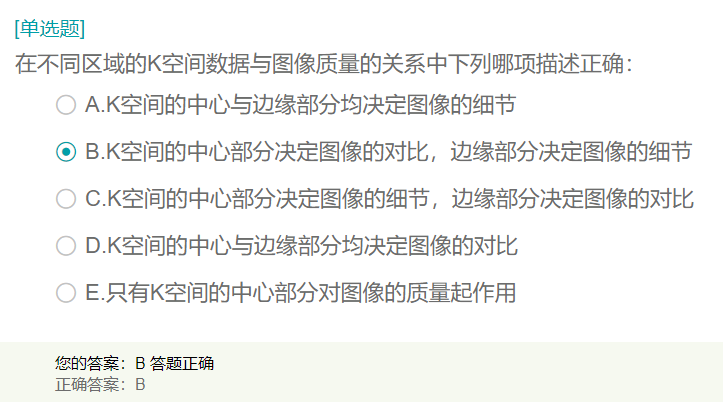 在不同區(qū)域的K空間數據與圖像質量的關系