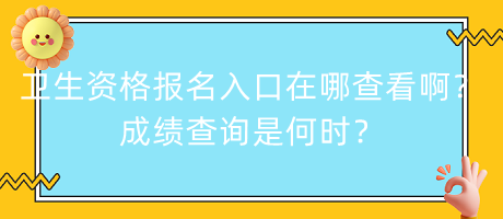 衛(wèi)生資格報名入口在哪查看??？成績查詢是何時？