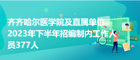 齊齊哈爾醫(yī)學(xué)院及直屬單位2023年下半年招編制內(nèi)工作人員377人