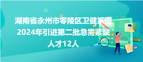 湖南省永州市零陵區(qū)衛(wèi)健系統(tǒng)2024年引進(jìn)第二批急需緊缺人才12人